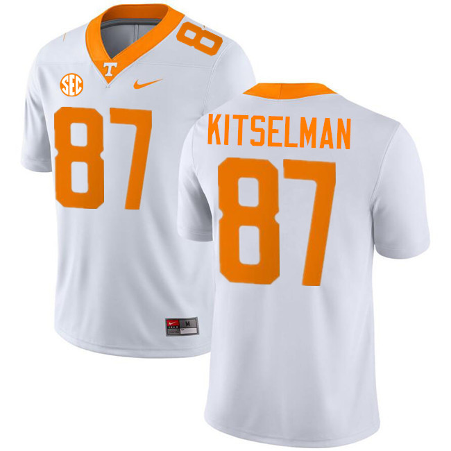 #87 Miles Kitselman UT Vols Jerseys,Tennessee Volunteers College Football Jerseys Stitched-White  #87 Miles Kitselman UT Vols Jerseys,Tennessee Volunteers College Football Jerseys Stitched-White